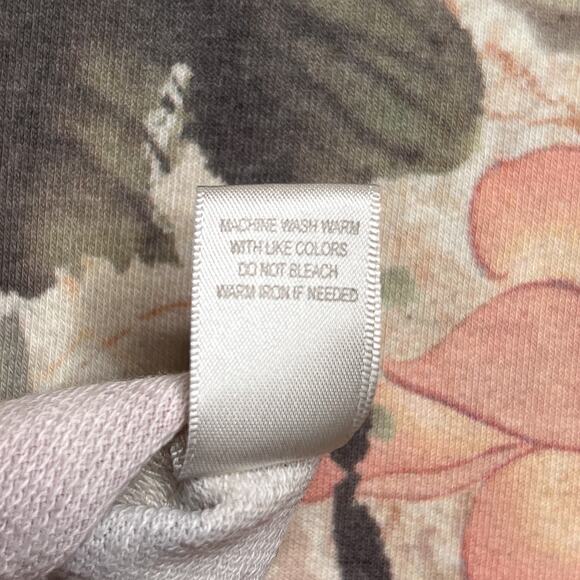 Vintage 90s Christopher & Banks Floral Print Chinese Text Zip Up Jacket Hoodie - Picture 7 of 8